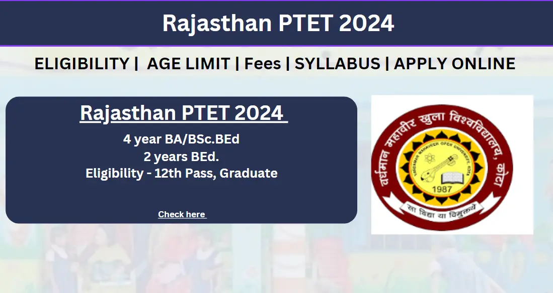 Rajasthan PTET 2024 Full Notification